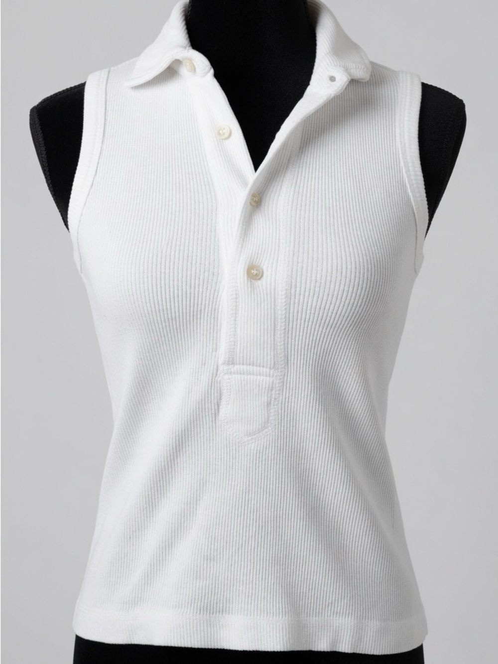 Hard Tail White Ribbed Sleeveless Polo Shirt One Size NWT